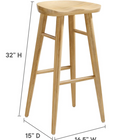 Modway - Saville Dos sans dos Tabourets de bar - Chêne - Ensemble de 2-Siège de selle contourné