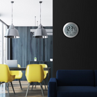 Marathon Watch 10 inch Round Digital Wall Clock with Date & Indoor Temperature - Grey-Desktop or wall mount: integrated keyholes on the back of the clock make it easy to mount on the wall. it also features a fold-out stand for desktop use
