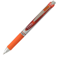 Pentel - Stylo gel EnerGel remplissable avec prise Rétractable - 0,7 mm - Orange  -Stylo gel à séchage rapide