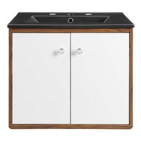 Modway Transmit 24" Wall-Mount Bathroom Vanity - White/Black-Mid-Century Modern Vanity