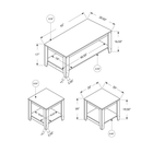 Monarch Specialties 7992P Table Set - 3Pcs Set/Black/Grey Top-Product Dimensions (Coffee table): 42 Inch L x 20.5 Inch D x 17 Inch H  - End Tables: 20 Inch W x 20 Inch D x 20 Inch H