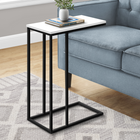 Monarch Specialties 3760 Accent Table - 25"H/White/Black Metal-With a trendy smooth white surface, this C shape side table slips easily under your sofa, chair or bed and sits slightly off the ground to prevent damage to your floor