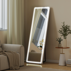 HOMCOM - Miroir sur pied led avec éclairage 3 couleurs - 21 po l x 64 po h - clair-Matériau : Verre trempé, alliage d’aluminium 
