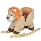 Qaba - Baby rocking horse lion with sound, lion à bascule en peluche - marron-Base incurvée en bois massif pour se balancer d'avant en arrière en douceur et en souplesse 