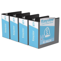 Davis Group Super offre Easyview, Reliure View à anneaux inclinés en D, 5 po, personnalisable, paquet de 4 - Noir-3 Reliure À Anneaux