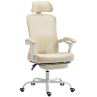 HOMCOM - Fauteuil de bureau ergonomique inclinable - beige-Le soutien lombaire dynamique (haut/bas/avant/arrière) et l'appui-tête (haut/bas/rotation) s'ajustent pour soutenir pleinement votre cou et votre dos 