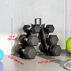 Soozier 60 lb Dumbbell Set with Rack - Rubber Coated Hex Hand Weights-Rubber coating prevents rust and protects flooring 