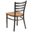 Chaise de restaurant de la série HERCULES en métal à enduit lustré avec dossier échelle transparent - siège en bois naturel-Siège en contreplaqué épais de 0,625 po