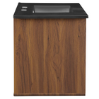 Modway Transmit 36" Wall-Mount Bathroom Vanity - Walnut/Black-Particleboard and Walnut Grain Veneer