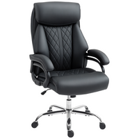 HOMCOM PU Leather Office Chair with Spring Padding - Black-Thickened spring cushion relieves pressure, ensures lasting comfort for pc chair