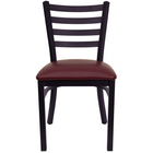 Flash Furniture - Chaise de restaurant de la série HERCULES en métal noir avec dossier échelle - siège en vinyle bourgogne-Ensemble de 2 chaises de salle à manger en métal
