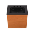 Modway Scenic 24" Wall-Mount Bathroom Vanity - Cherry/Black-Full-Extension Drawers