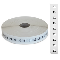 Eddie's Sizer Sticker Strips - XL - Black & White Print on Clear - 3/4"x 4-1/2"  - 1000 Per Roll-black & white print on clear