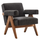 Modway Lyra Fabric Armchair - Dark Grey Fabric - Set of 2-Woven Heathered Fabric