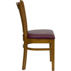 Flash Furniture HERCULES Series Vertical Slat Back Cherry Wood Restaurant Chair - Burgundy Vinyl Seat - 2 Pack-Burgundy Vinyl Upholstered Seat