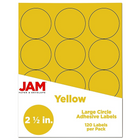 JAM Paper Round Circle Label Sticker Seals, 2.5 inch diameter, Yellow, 120 Pack (147628582)-Solar Yellow™ circular labels