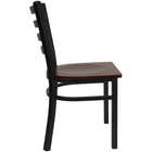 Flash Furniture - Chaise de restaurant de la série HERCULES en métal noir avec dossier échelle - siège en bois d'acajou-Siège en bois fini acajou