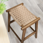 Modway - Saoirse Tabouret de comptoir en corde tissée en bois - Noyer naturel - Ensemble de 2-Assemblée requise