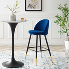 Modway Cordial Performance Velvet Bar Stools - Navy - Set of 2-Stain-Resistant Fabric