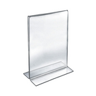 Azar Displays – Porte-affiche vertical recto/verso en acrylique sur pied, 14 x 11 po, transparent, 10/paquet (152710)-Ce porte-affiche sur pied est idéal pour les présentoirs sur tables de restaurants et pour les comptoirs d’accueil dans les hôtels