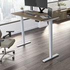 Bush Business Furniture Move 40 Series 60" W x 30" D Electric Height Adjustable Standing Desk - Modern Hickory/Grey Metallic-Durable thermally fused laminate desktop offers superior resistance to scratches, stains and other cosmetic damage