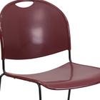 Flash Furniture - Chaise ultra-compacte empilable bourgogne de la série HERCULES avec cadre enduit de poudre noire-Poignée de portage pour un meilleur transport