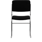 Chaise empilable en tissu noir à haute densité de la série HERCULES, avec capacité de 1000 lb et base traîneau chromée-Ensemble de 5 chaises empilables polyvalentes