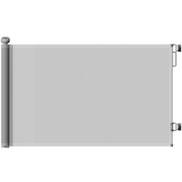 PawHut - Barrière pour Chien Rétractable Extension jusqu'à 55" L, 34" H, Gris-La barrière pour chien rétractable s’ajuste pour s’adapter aux portes jusqu’à 140 cm