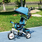 Qaba - Tricycle poussette 6 en 1 pour bébé avec panier et canopée - bleu-Harnais de sécurité à 5 points et barre de sécurité pour maintenir l’enfant, offrant une tranquillité d’esprit aux parents 