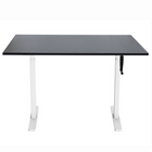 Ezywork - Bureau assis-debout réglable en hauteur manuellement - Structure blanche / Plateau noir-Plateau de table d'une seule pièce 48" x 24" (120 cm x 60 cm)