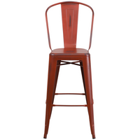 Flash Furniture – Tabouret de bar de 30 po en métal vieilli avec dossier, pour intérieur, rouge Kelly (ET353430RD)-Tabouret de bar de style bistro