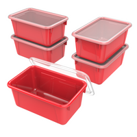 Storex petit bac à rangement avec couvercle - rouge - paquet de 5-fits bin taille standard dans la plupart des meubles en classe
