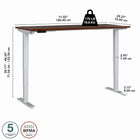 Bureau assis-debout à hauteur réglable 72 po x 30 po Move 40 Series de Bush Business Furniture - cerisier Hansen/gris métallique-Le piètement d’acier soudé de calibre 16 offre une excellente solidité structurelle avec un poids supporté pouvant atteindre 176 lb