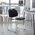 Flash Furniture - Chaise ultra-compacte empilable noire de la série HERCULES avec cadre chromé-Cadre en acier de calibre 15