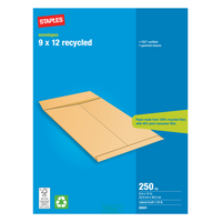 Staples Catalogue Envelopes - 9" x 12" - 250 Pack-Made from 100% recycled fiber and 40% post consumer fiber