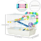 PawHut - Cage pour hamster 31 po L avec système de tubes tunnels - Blanc-Convient aux petits hamsters et gerbilles, pas aux races plus grandes comme les hamsters syriens