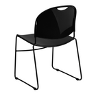Flash Furniture - Chaise ultra-compacte empilable noire de la série HERCULES avec cadre enduit de poudre noire-Dossier et siège en plastique noir aux contours ergonomiques