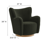 Modway - Montrose Ailier Sherpa Chaise pivotante d’accent - Noyer de fougère-Rembourrage sherpa duveteux