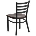 Flash Furniture - Chaise de restaurant de la série HERCULES en métal noir avec dossier échelle - siège en bois de noyer-Siège en contreplaqué épais de 0,625 po