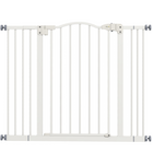 PawHut 29"-39" Pet Gate with Door Pressure Fit Dog Gate for Stairs - White-Door automatically closes if left open between a 30° and 90° angle