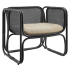 Modway Ellis Natural Rattan Accent Armchair - Black-Natural Rattan