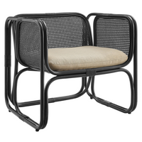 Modway Ellis Natural Rattan Accent Armchair - Black-Natural Rattan