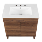 Modway Render 30" Bathroom Vanity Cabinet - Walnut/White-Particleboard and Laminate Construction