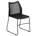 Flash Furniture HERCULES Series Black Stack Chair with Air-Vent Back & Black Powder Coated Sled Base-Set of 5 Multipurpose Stack Chairs
