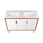 Modway - Energize Double évier 48" Vanette de salle de bain - Blanc cerise-Matchs non inclus