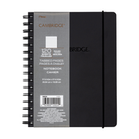 Cambridge - Carnet à onglets - 8" x 6" - Noir-Couvertures avant et arrière robustes avec coins arrondis. 