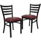 Flash Furniture - Chaise de restaurant de la série HERCULES en métal noir avec dossier échelle - siège en vinyle bourgogne-Conception à  dossier échelle