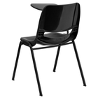 Flash Furniture - Chaise coquille ergonomique noire avec accoudoir-tablette rabattable pour droitiers-Conception à dossier et siège en plastique noir aux contours ergonomiques