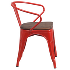 Flash Furniture Metal Chair with Wood Seat & Arms - Red-Stack Quantity: 8