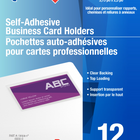 Porte-cartes professionnelles autocollants QuickFit - Transparent - 3 3/4 po L x 2 1/2 po H - Paquet de 12-Porte-cartes professionnelles
